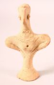 AN AFGHAN TERRACOTTA FIGURE, stylised form, 10cm high.