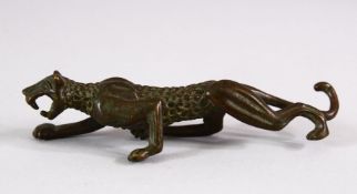 A JAPANESE BRONZE MODEL OF A LEOPARD - in a striding pose - 11cm