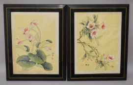 TWO GOOD CHINESE PAINTINGS, each depicting flora, signed and sealed, both in later frames - and