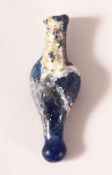 A SMALL ROMAN BLUE GLASS AMPHORA, 7cm high.