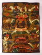 A MID 20TH CENTURY TIBETAN THANGKA, with wax export seal to verso, 56.5cm x 42.5cm.