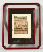 AN INDIAN PAINTED MINIATURE, depicting two young female figures, one seated, the other standing,