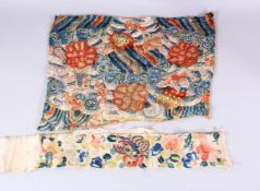 TO 18TH CENTURY CHINESE EMBROIDERED SILK FRAGMENTS - flora and birds -