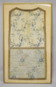 A 19TH CENTURY CHINESE EMBROIDERED FRAMED SILK SECTION, embroidered with scenes of european