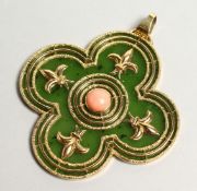 A VAN CLEEF ALHAMBRA PENDDANT in a Van Cleef pouch.