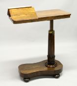 A GOOD VICTORIAN MAHOGANY BED TABLE with rectangular rising top.