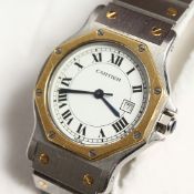 A CARTIER TWO COLOUR WRIST WATCH BOXED