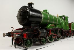 A LIVE STEAM ATLANTIC LOCO AND TENDER, 3.5 GAUGE, copper coal fired boiler and usual fittings,