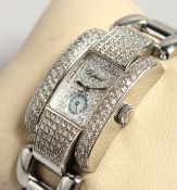 A VERY GOOD CHOPPARD DIAMOND SET WRIST WATCH, BOXED