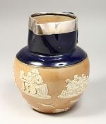 A SILVER MOUNTED ROYAL DOULTON JUG. 7.5ins high.
