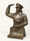 A BRONZE OF HITLER 10ins high.