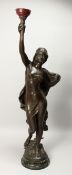 MATHURIV MOREAU (1822 - 1927) FRENCH LE VERITE. A CLASSICAL BRONZED SPELTER, STANDING, FEMALE FIGURE