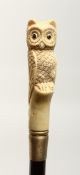 A WALKING STICK with bone OWL handle. 36ins long