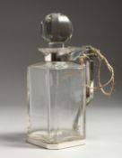 A W.M.F. CRYSTAL SQUARE SHAPED DECANTER and stopper. 8ins diameter.