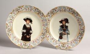 A LARGE PAIR OF AUGUSTUS REX PORTRAIT CIRCULAR DISHES, inscribed Mentalar, No. 679 & 680 Mark A.