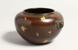 A CHINESE GOLD SPLASH CIRCULAR CENSER 4.5ins diameter.