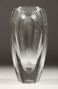 A BACCARAT MOULD GLASS VASE, signed. 7ins high.