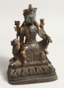 AN EARLY BRONZE GOD WITH DOG OF FOU on a rectangular base.