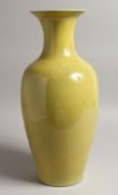 A CHINESE YELLOW GROUND VASE Six character mark in blue, 17ins high.