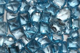 A BOX OF SAPPHIRE STONES.