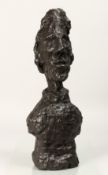 AFTER ALBERTO GIACOMETTI (1901 -- 1966) SWISS A CAST BRONZE BUST OF A MAN, from an original