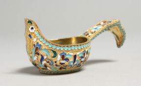 A RUSSIAN SILVER GILT KOVSCH 3.5ins long,mark, head & 84.