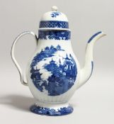 A 19TH CENTURY PORCELAIN COFFEE POT, painted in the chinese style (cover possible associated). 10ins