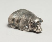 A VERY GOOD RUSSIAN SILVER ENAMEL PIG Mark; 88 Head and I.P. 2.5ins long.