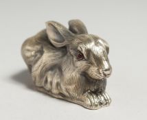 A VERY GOOD RUSSIAN SILVER ENAMEL RABBIT Mark; 88 Head and I.P. 3.5ins long.
