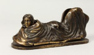 A BRONZE NUDE UNDER A BLANKET 5.5ins long.