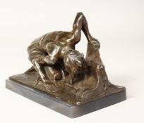 A GOOD BRONZE OF A MAN WITH A TABLET 'IN DANKBAR KEIT GEWIDMET. ZUM 13 JUL 1908 P.E. CH. H.S' on a