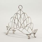 A MATTHEW BOULTON OLD SHEFFIELD PLATE, SIX DIVISION TOAST RACK, of boat shape, impressed mark to