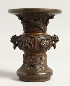 A SMALL JAPANESE BRONZE VASE 5.5ins high.