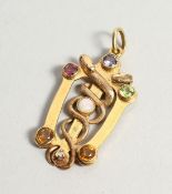 AN ART DECO 18CT. PENDANT 12.2gms.