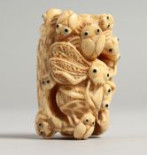 A CARVED BONE INSECT NETSUKE 1.75ins
