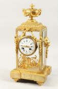 A VERY GOOD 19TH CENTURY FRENCH ORMOLU AND PORCELAIN FOUR GLASS CLOCK by DALAFONTIANE, Fab et