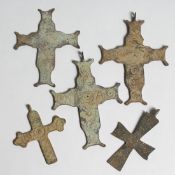 FIVE VARIOUS ROMAN IRON CROSSES