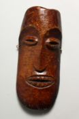 A CARVED BONE MASK, possibly LEGA 8ins x 3.5ins.