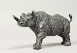 A BLUE COLD CAST BRONZE RHINO 5.5ins long