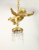 A BRONZE CHERUB HANGING WALL LIGHT