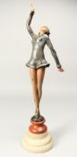 A BRONZE ART DECO GIRL on an onyx base