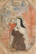 Gerard Donck (1600-1650) Dutch, An Old Master miniature of Saint Teresa, ink and watercolour on
