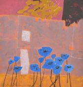 Alastair Michie (1921-2008) Scottish, blue flowers in a field, acrylic, signed and dated 1983, 10