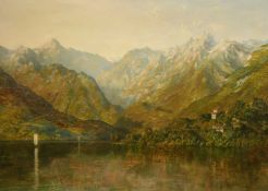 H. Tiffin (19th century) British, 'The Lake of Como', oil on panel, inscribed verso, 18