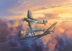 Michael Turner, 'The Final Encounter', a scene of a Spitfire and a Messerschmidt 109, a tribute to