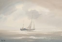 Peter Toms (b. 1940) British, 'Off the weather bow', watercolour, signed, 9.5