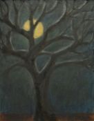 Patricia Langmead (1926-2021) British, an oil painting of the moon seen through branches, 20