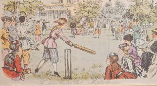 Charles Keene, The Ladies Cricket Club - matches to come 1869, coloured print, 4.75