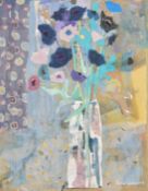 Beryl Underwood, (20th Century) Flowers in a vase, watercolour and collage, signed, 14.75