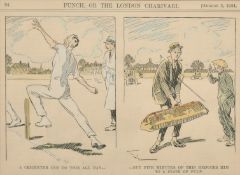 Punch, or the London Charivari, August 3, 1921, hand coloured print cartoon, 'A cricketer can do